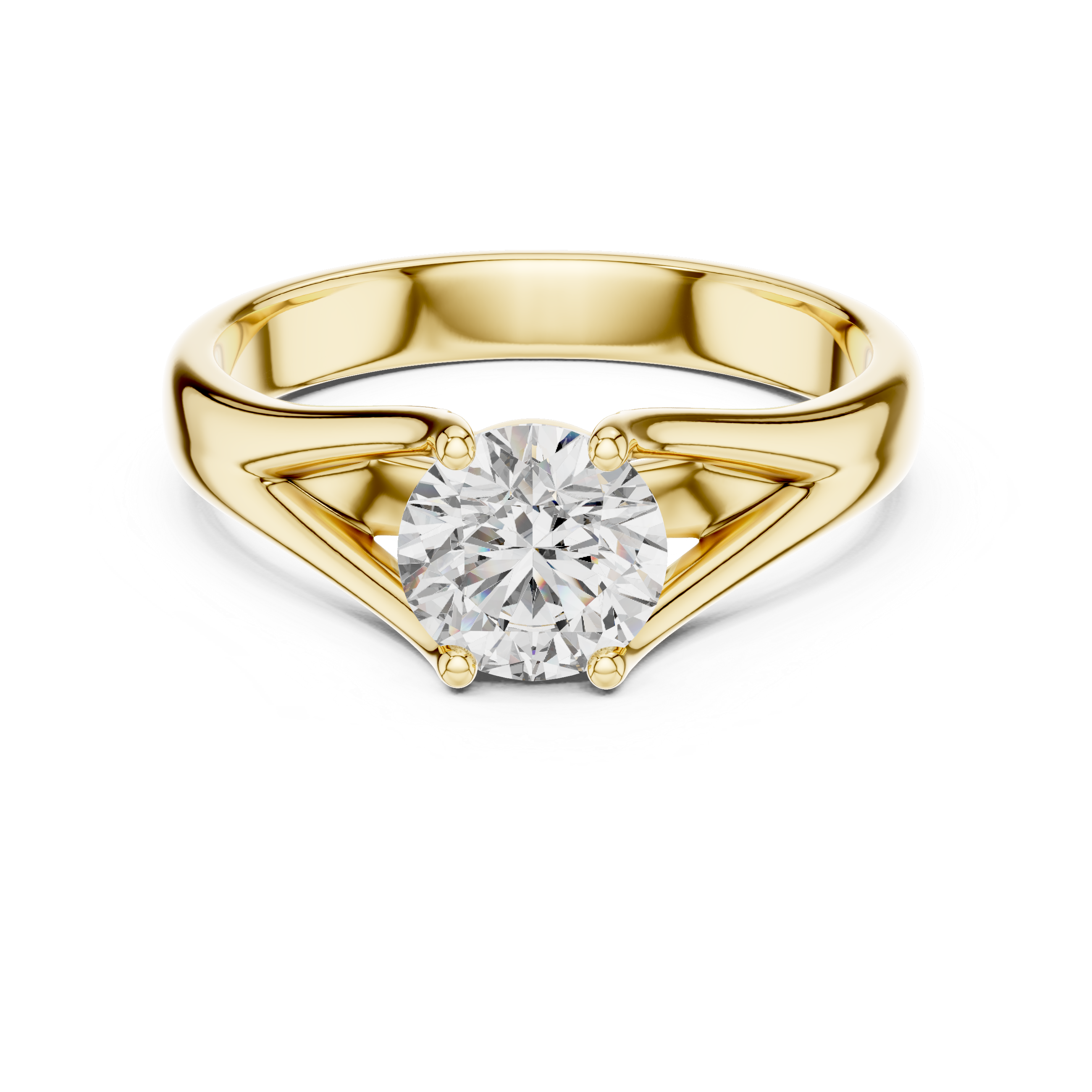 Elegant Split Shank 1-CT Round Diamond Engagement Ring in 14-KT White Gold
